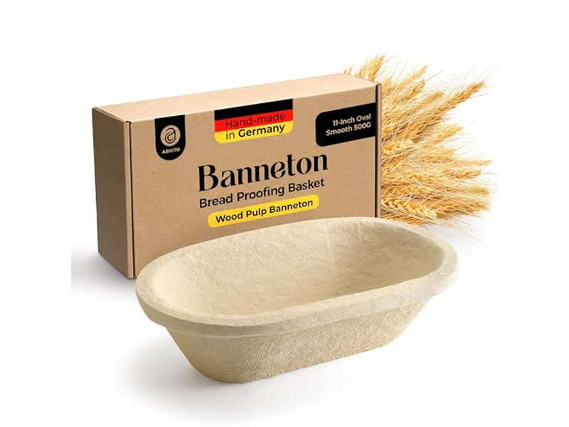 पेशेवर अंडाकार बैनेटन मोल्ड स्प्रूस लकड़ी और रतन के साथ