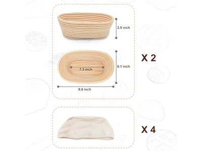 होम बेकर्स सॉरडो ब्रेड होल सेल बेनेटन के लिए प्रूफिंग बास्केट सेट