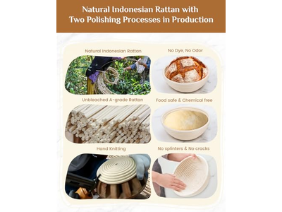 खमीर के लिए प्रोविंग टोकरियाँ रतन रोटी टोकरी डोम प्रूफिंग आटा के साथ