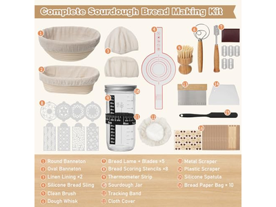 रतन रोटी टोकरी कवर ढक्कन और लाइनर खमीर उपकरण प्रूफिंग के साथ