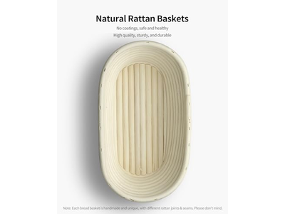 सिलिकॉन रोटी प्रूफिंग टोकरी और लैम गैर-चिपकने वाला 500ग्राम अंडाकार ली वैली सर्वश्रेष्ठ रोटी राइज़र के साथ