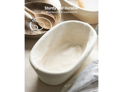 सिलिकॉन रोटी प्रूफिंग टोकरी और लैम गैर-चिपकने वाला 500ग्राम अंडाकार ली वैली सर्वश्रेष्ठ रोटी राइज़र के साथ