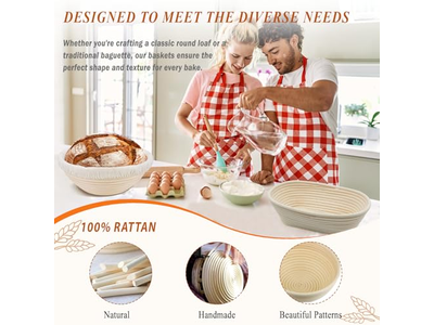 आटे के प्रूफिंग के लिए प्लास्टिक टोकरियाँ अंडाकार बुनी रोटी टोकरी